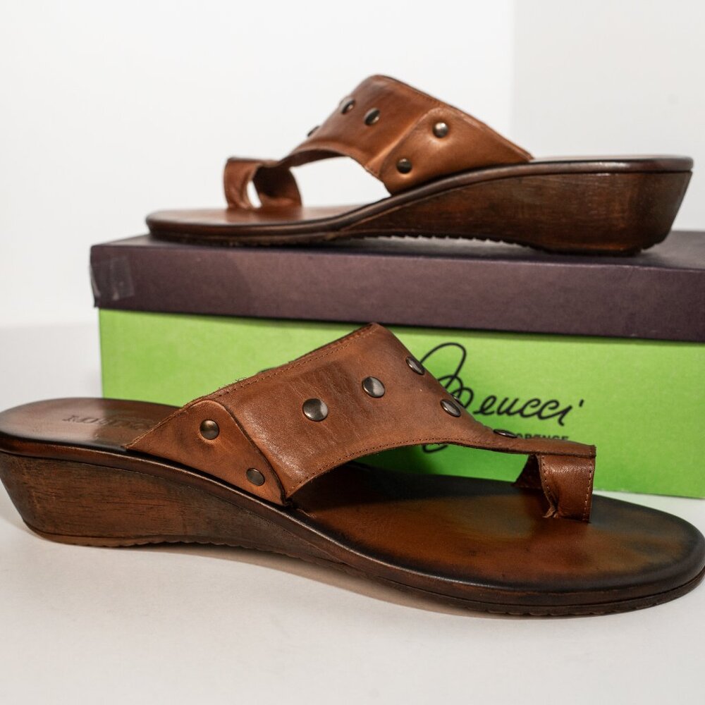 Sesto Meucci Brown Leather Sandals